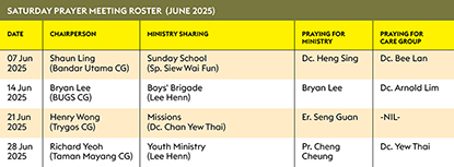 Saturday Morning Prayer Roster June 2025